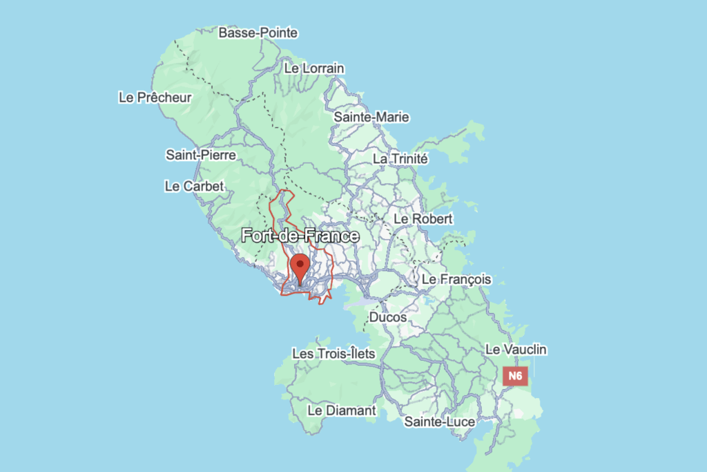 Carte de Fort de France en Martinique